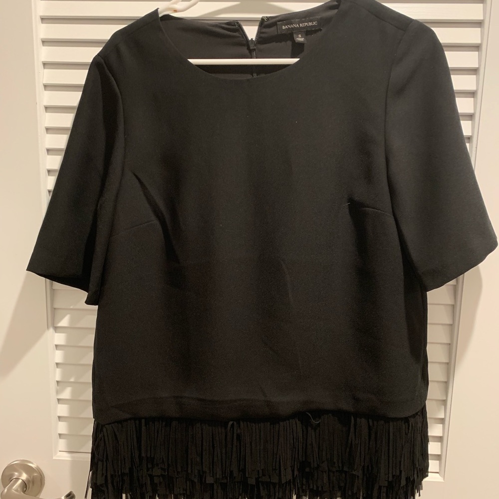 Banana Republic Lined Top with Chiffon Fringe, S